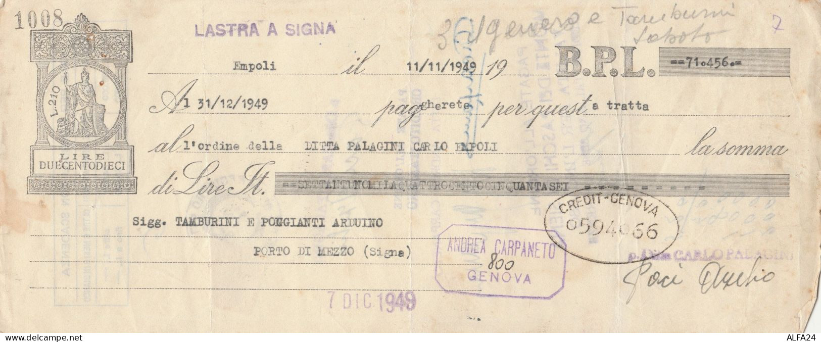 CAMBIALE 1949 CON MDB (HP695 - Fiscaux