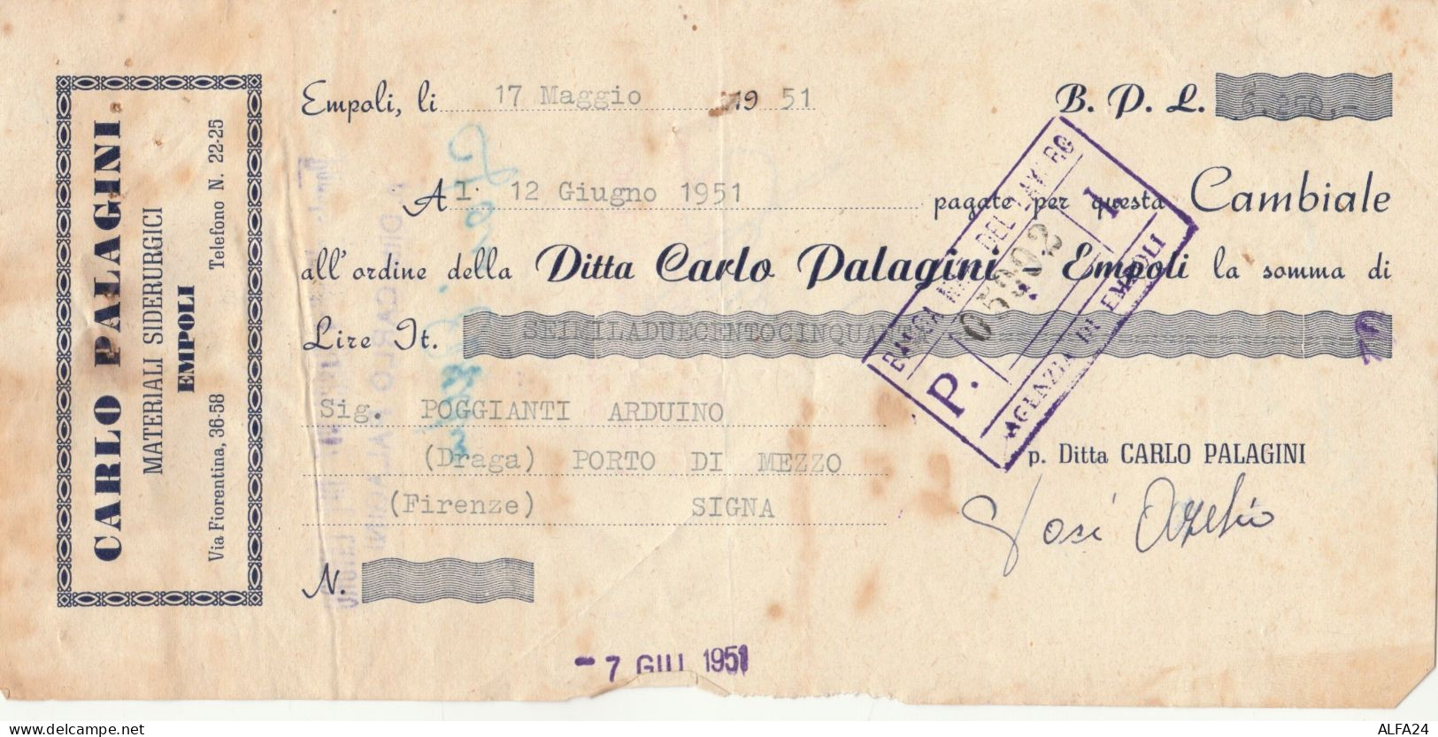 CAMBIALE 1951 (HP701 - Fiscaux