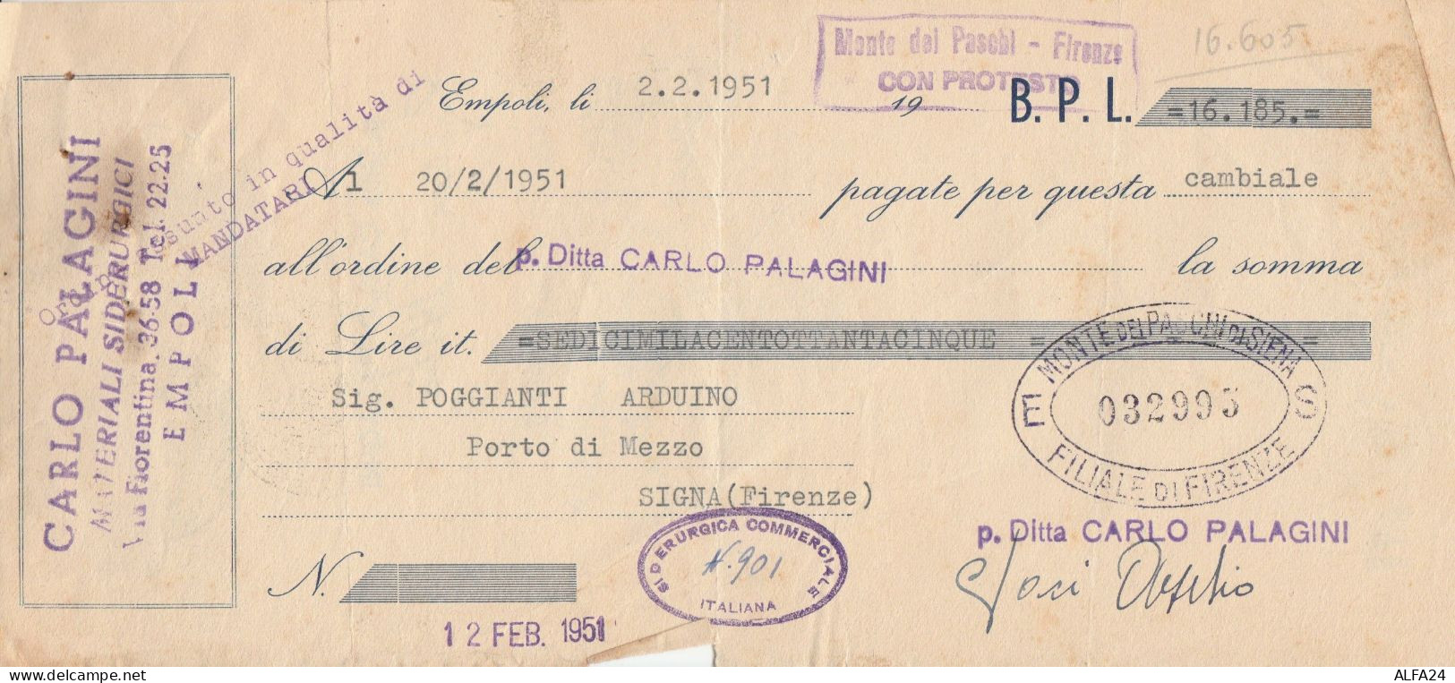 CAMBIALE CON MDB 1951 (HP698 - Fiscali