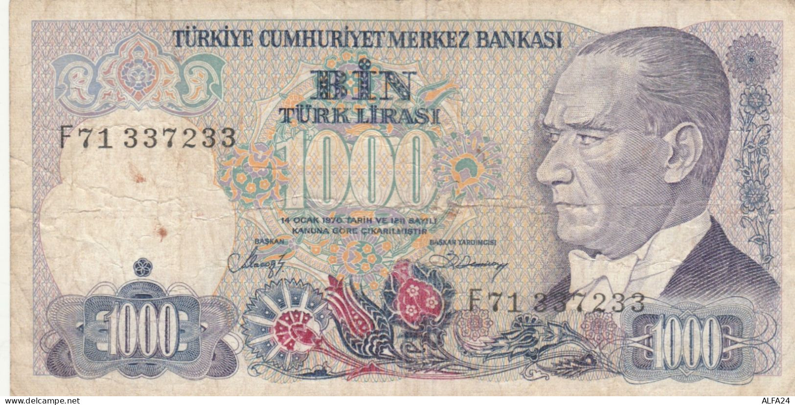 BANCONOTA TURCHIA 1000 VF (HP442 - Turquie