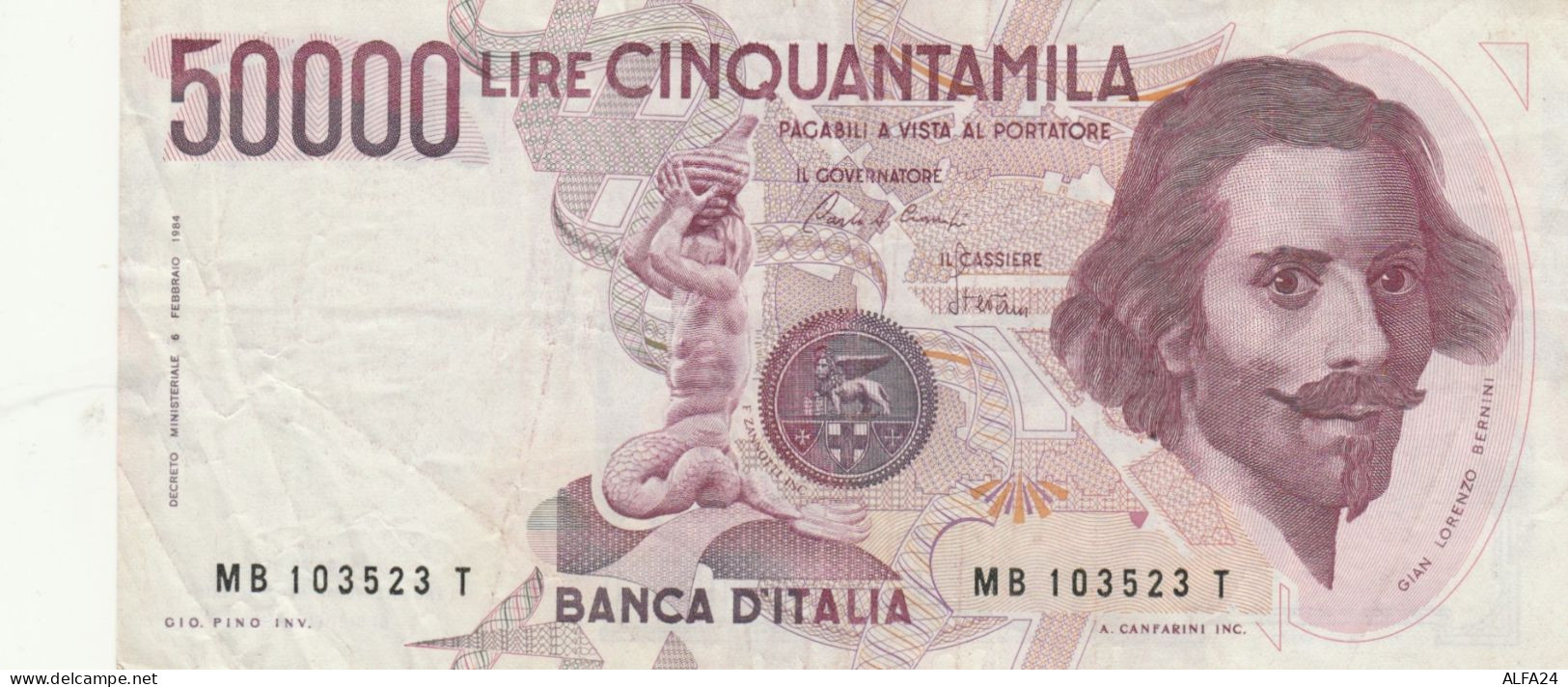 BANCONOTA ITALIA 50000 BERNINI VF (HP170 - 50000 Lire