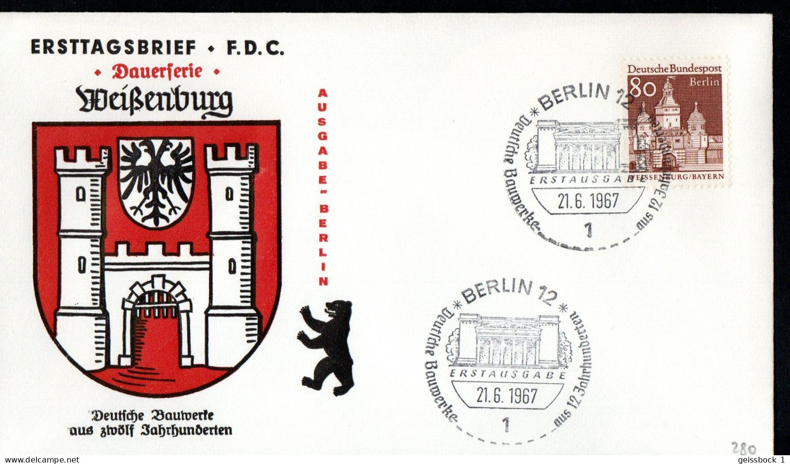 Berlin 1966: Mi.-Nr. 280:  FDC Bauwerke     (K002) - 1948-1970