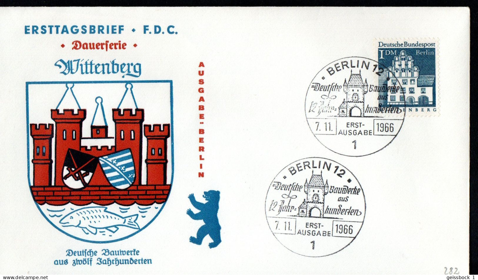 Berlin 1966: Mi.-Nr. 282:  FDC Bauwerke     (K002) - 1948-1970