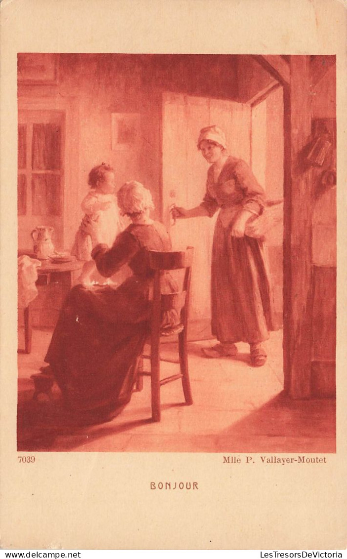 PEINTURES & TABLEAUX - Bonjour - Mlle Vallayer Moulet - Carte Postale Ancienne - Malerei & Gemälde
