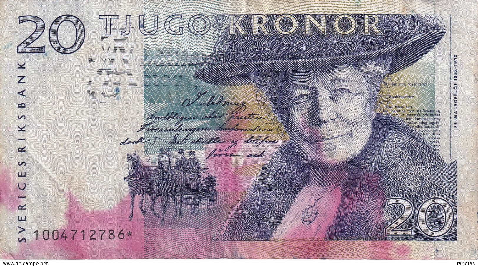 REPLACEMENT - BILLETE DE SUECIA DE 20 KRONOR DEL AÑO 2001  (BANKNOTE) - Suède