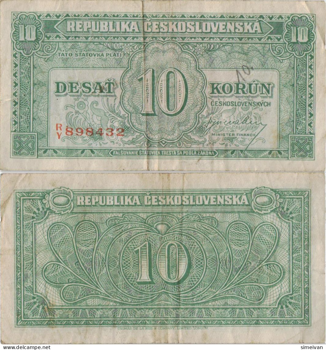 Czechoslovakia 10 Korun ND (1945) P-60a Banknote Europe Currency Tchécoslovaquie Tschechoslowakei #5227 - Checoslovaquia