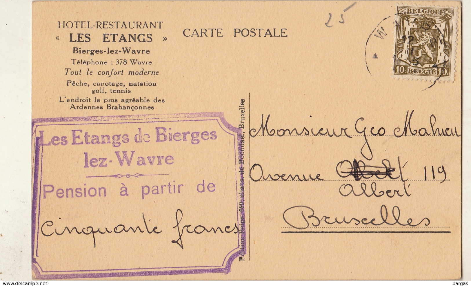 Carte Postale Hôtel Restaurant Les étangs De Bierges Wavre - Wavre