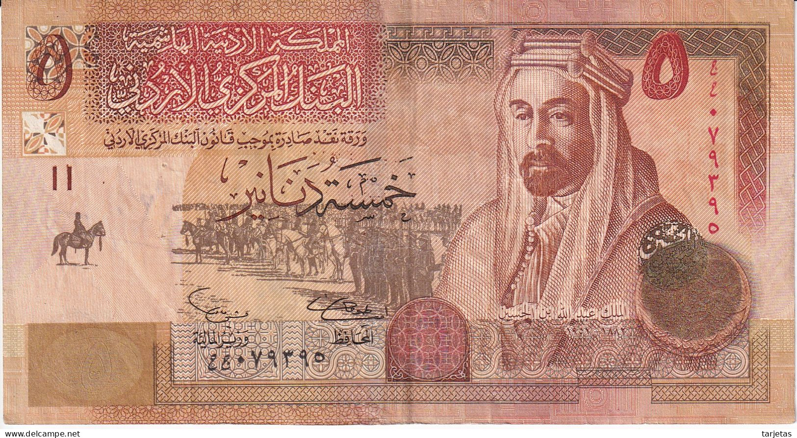 BILLETE DE JORDANIA DE 5 DINARS DEL AÑO 2002 (BANKNOTE) - Jordanië