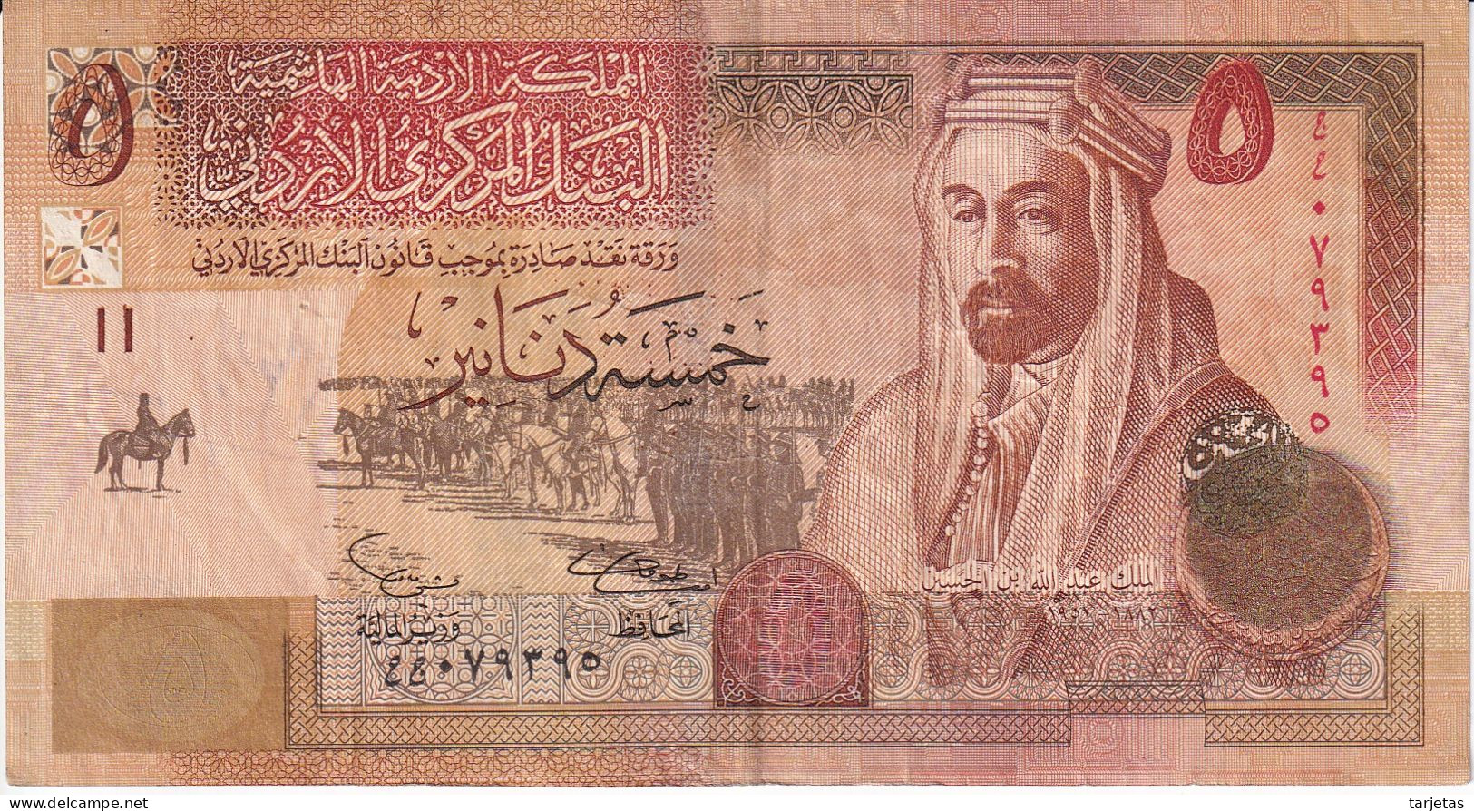 BILLETE DE JORDANIA DE 5 DINARS DEL AÑO 2002 (BANKNOTE) - Jordanien