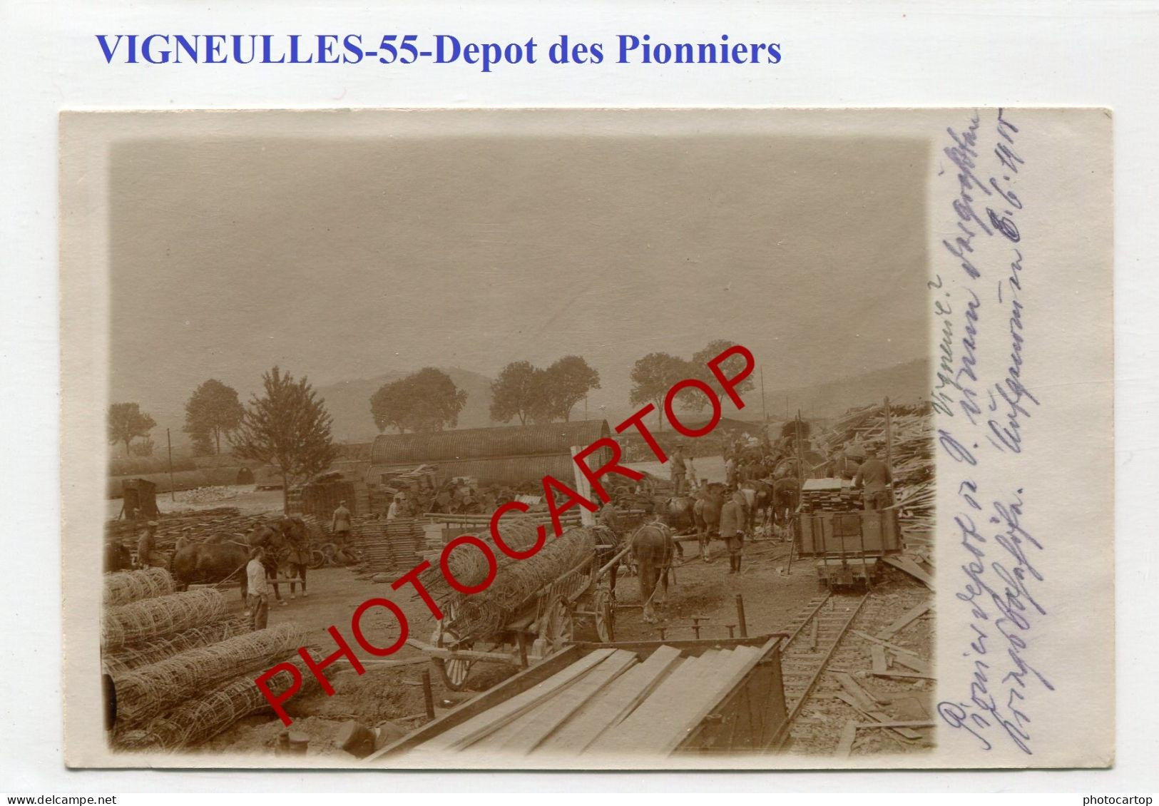 VIGNEULLES LES HATTONCHATEL-Depot Des Pionniers-CARTE PHOTO Allemande-GUERRE 14-18-1 WK-France-55-Militaria- - Vigneulles Les Hattonchatel