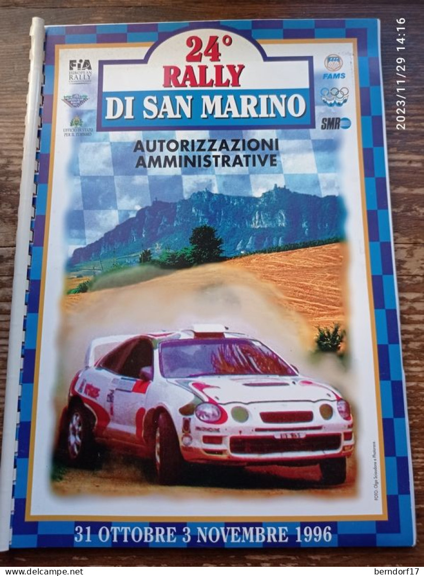 SAN MARINO RALLY 1996 - 24° - AUTORIZZAZIONI AMMINISTRATIVE - Automobile - F1