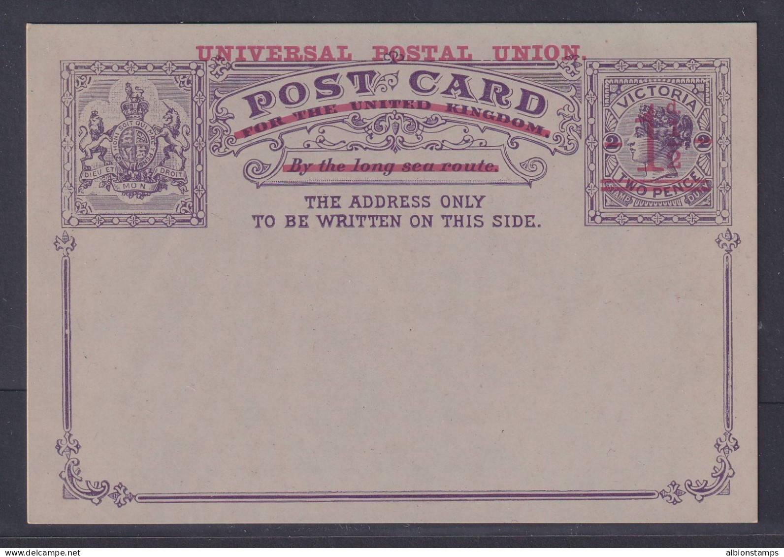 Victoria (Australian State) - 1.5p On 2p Universal Postal Union Surcharge Card - Covers & Documents