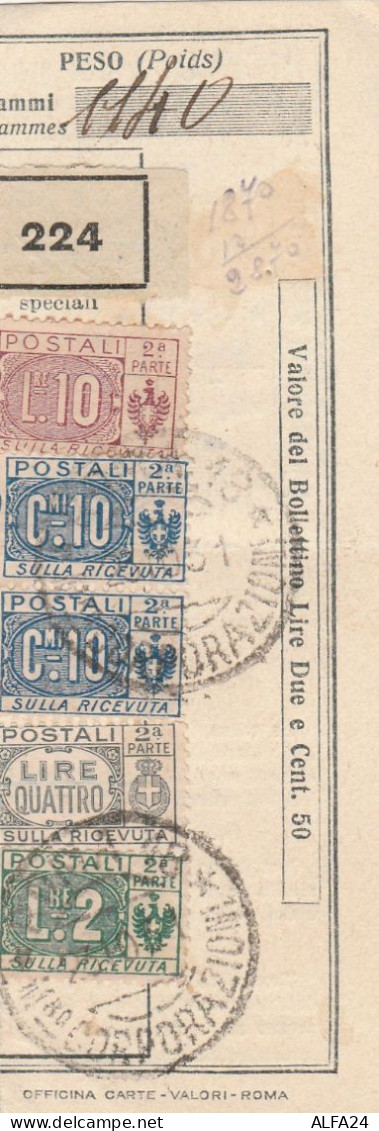 RICEVUTA BOLLETTINO CON L.10+2 CENT.10+L.4+L.2-1931 (HX374 - Colis-postaux