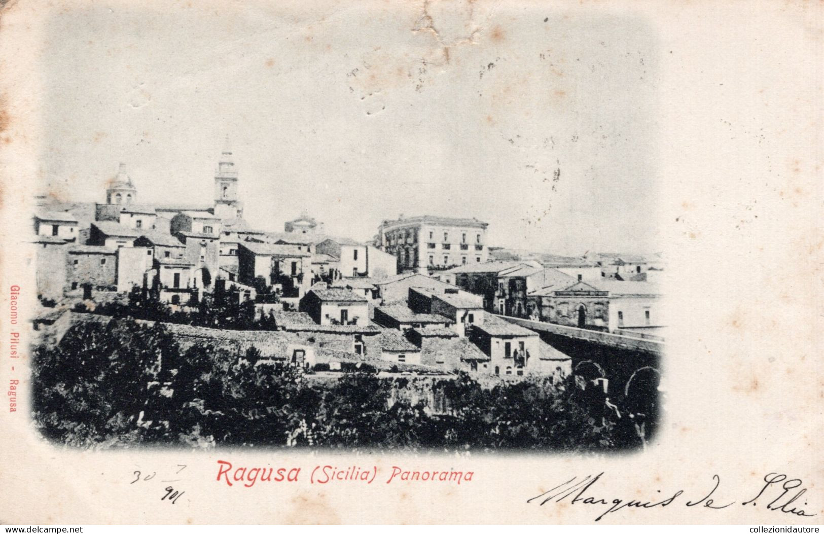 RAGUSA - SICILIA - PANORAMA - CARTOLINA FP SPEDITA NEL 1901 - Ragusa