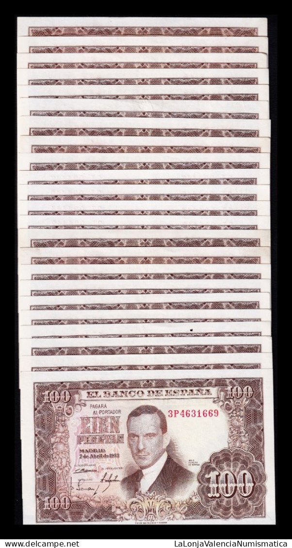 España Spain Lote 23 Billetes 100 Pesetas J. Romero De Torres 1953 Pick 145 Sc- AUnc - 100 Pesetas