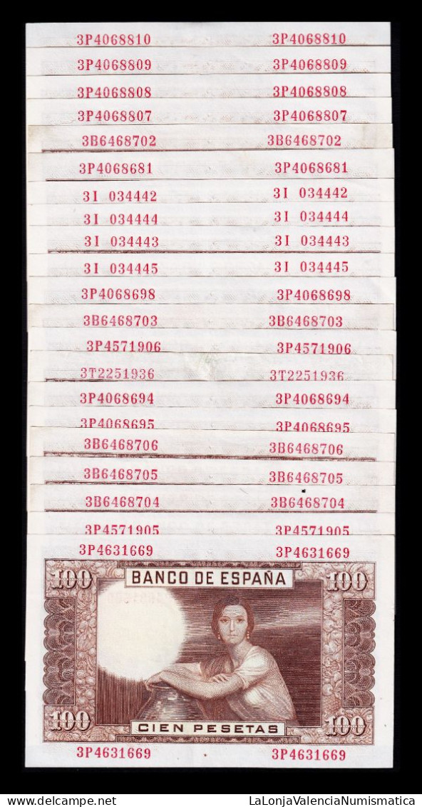 España Spain Lote 23 Billetes 100 Pesetas J. Romero De Torres 1953 Pick 145 Sc- AUnc - 100 Pesetas