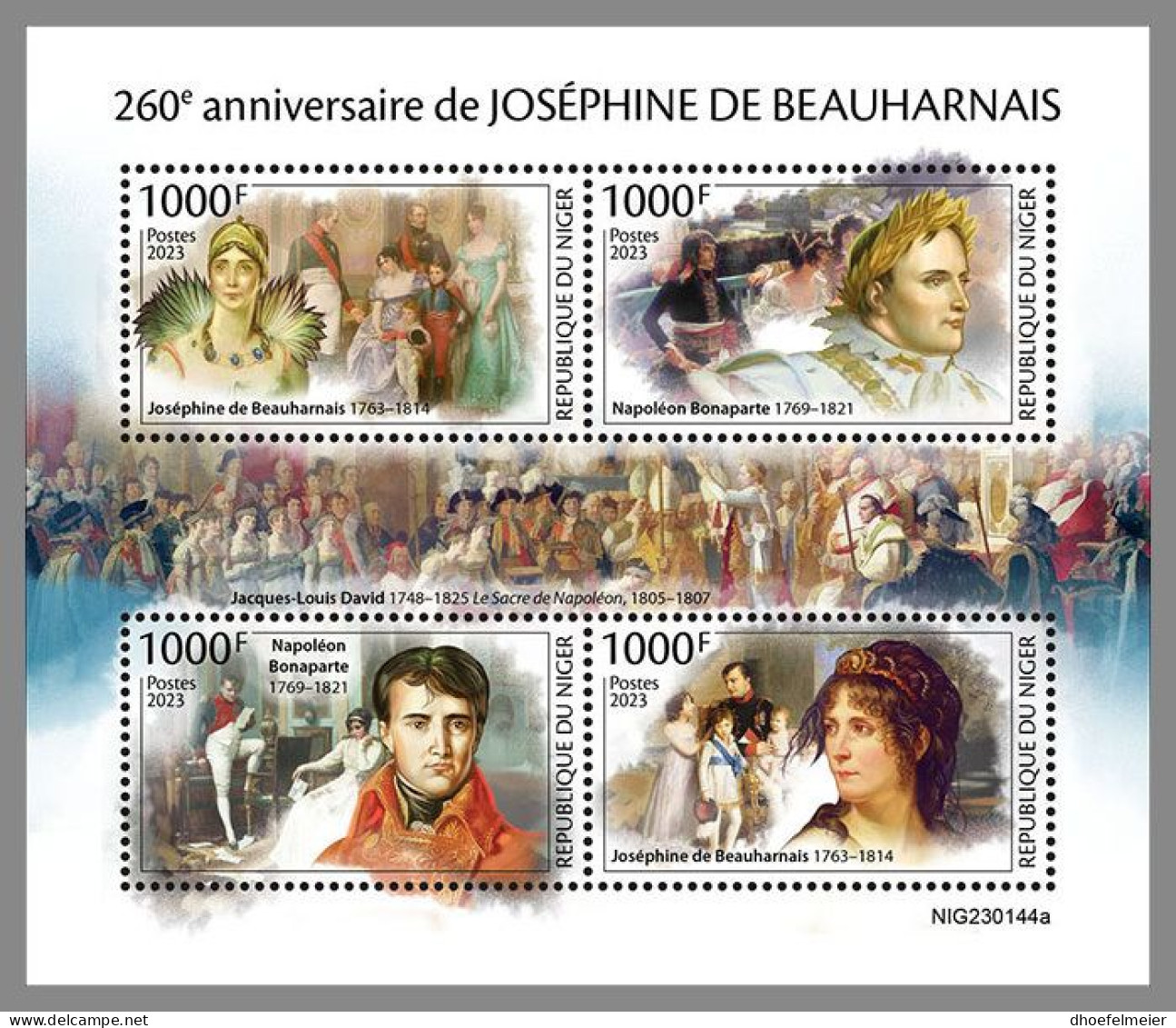 NIGER 2023 MNH Joséphine De Beauharnais Napoleon Bonaparte M/S – OFFICIAL ISSUE – DHQ2350 - French Revolution