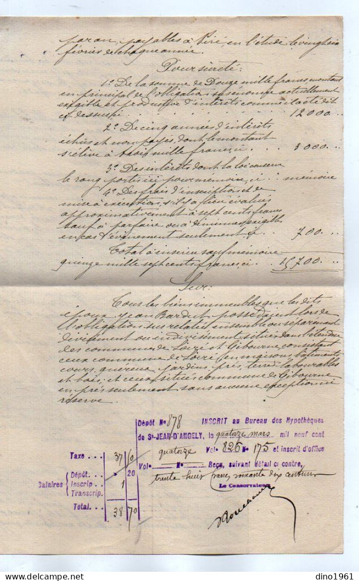 VP22.726 - SAINT JEAN D'ANGELY - Acte De 1914 - Consorts PINEAU à SAINT PIERRE DE JUILLERS, NERE Contre BARDUT à SAIGON - Manuscrits