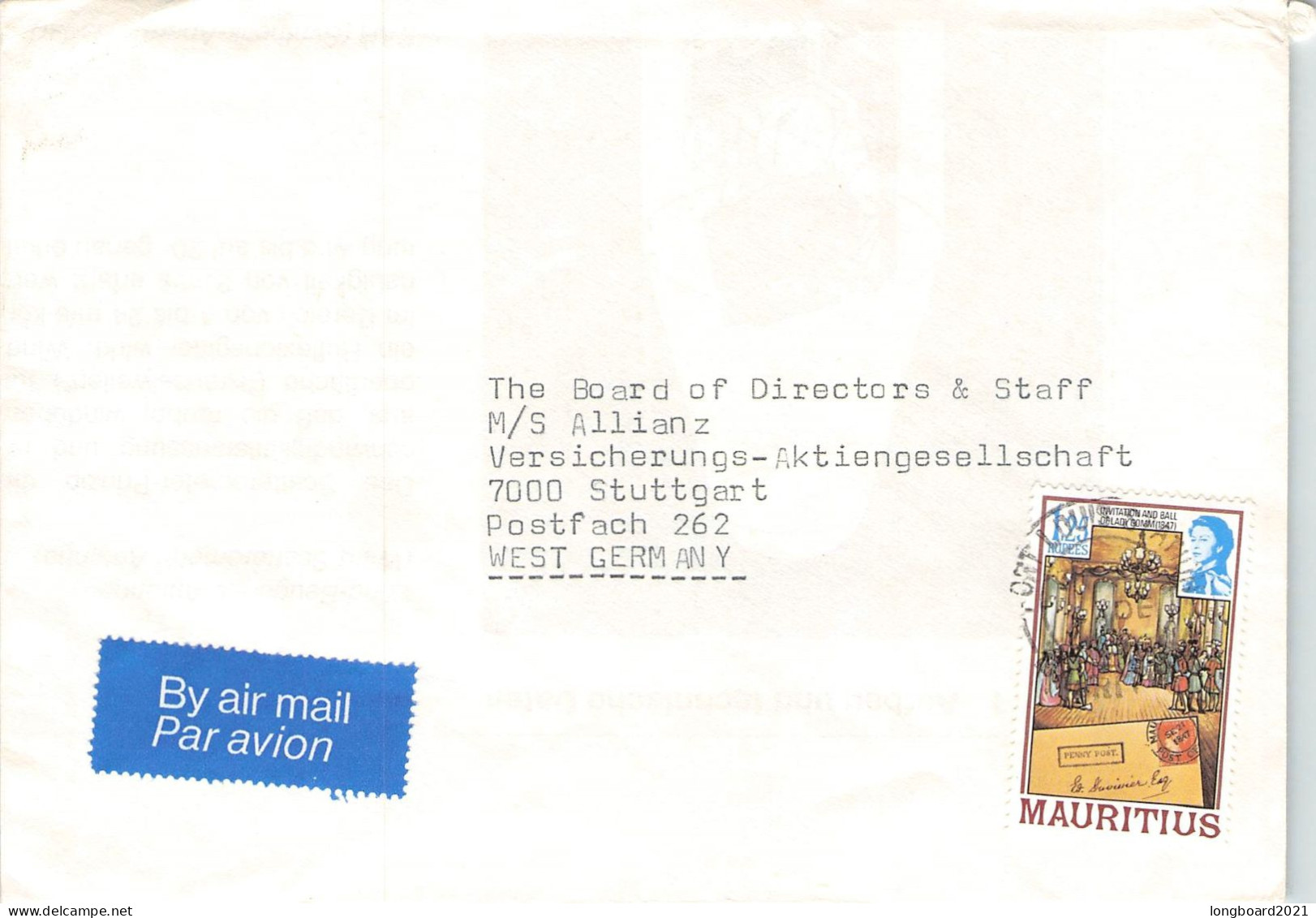 MAURITIUS - AIR MAIL PORT LOUIS - STUTTGART/DE / 664 - Maurice (1968-...)