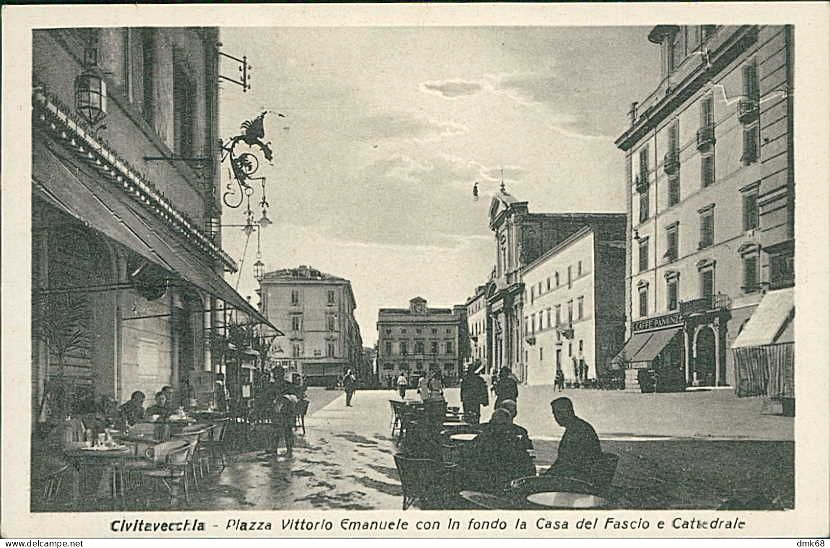 CIVITAVECCHIA - PIAZZA VITTORIO EMANUELE CON IN FONDO LA CASA DEL FASCIO E CATTEDRALE - EDIZ. VIGNATI - 1930s ( 19550 ) - Civitavecchia