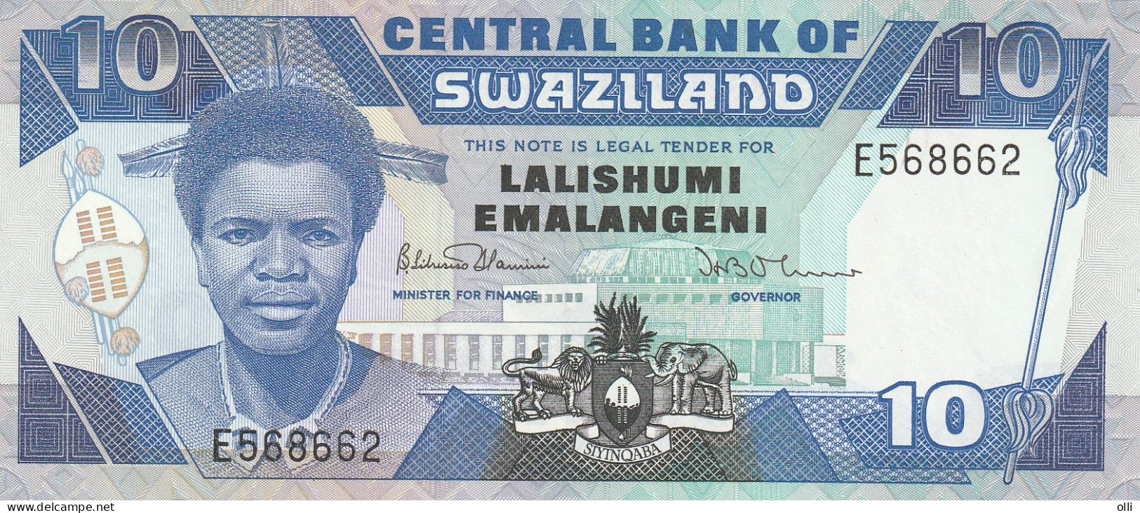 SWAZILAND   10 Emalangeni , ND/1986 , P-15  UNC - Swaziland