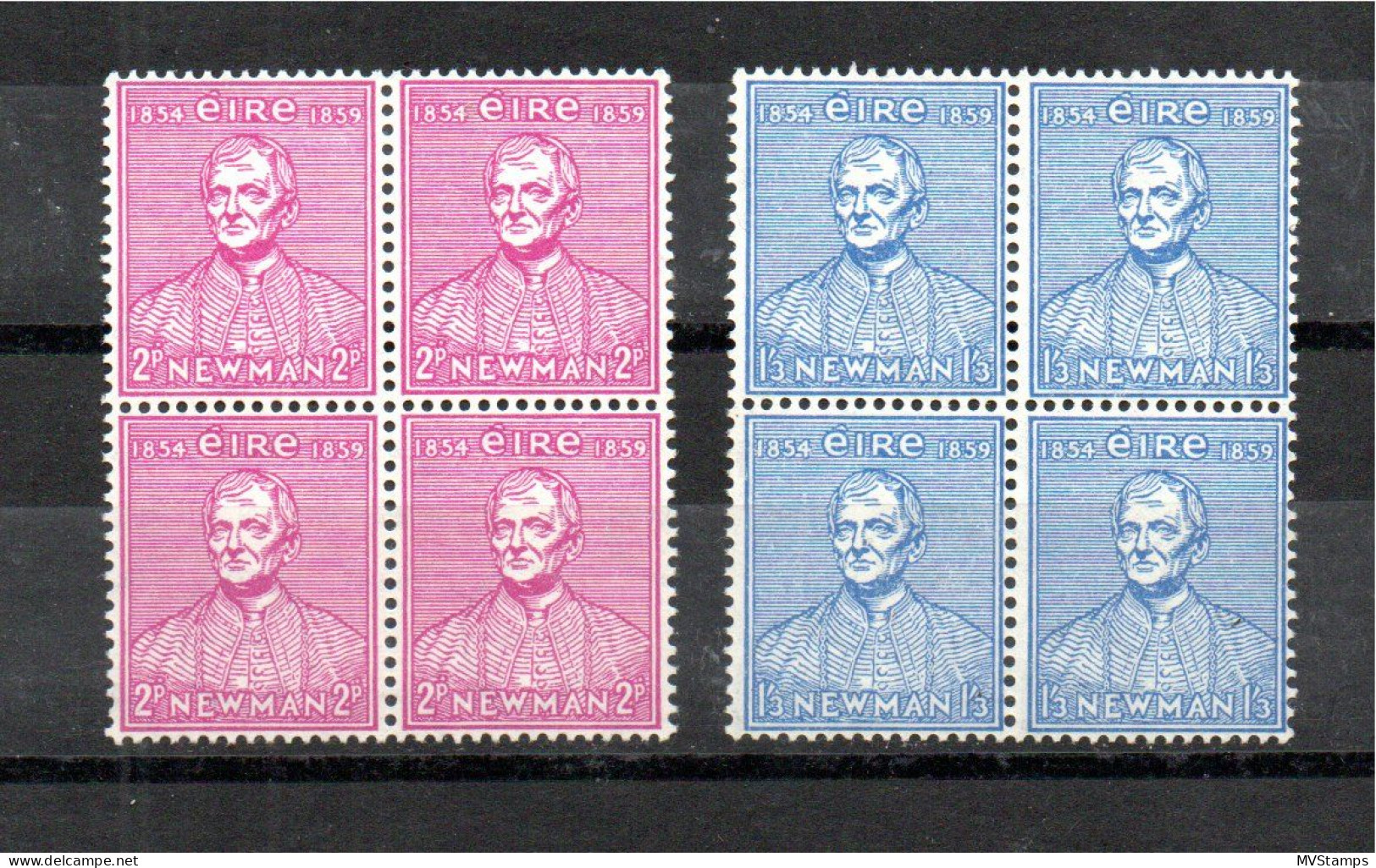 Ireland 1954 Set Catholic University Stamps (Michel 122/23) In Block Of Four MNH - Ungebraucht