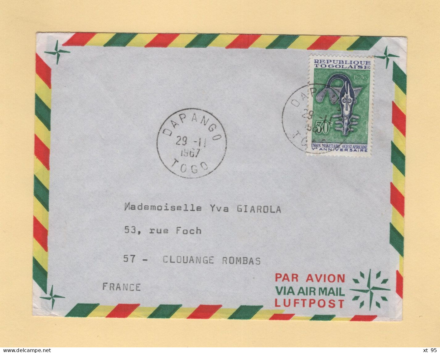 Togo - Dapango - 1967 - Union Monetaire - Togo (1960-...)