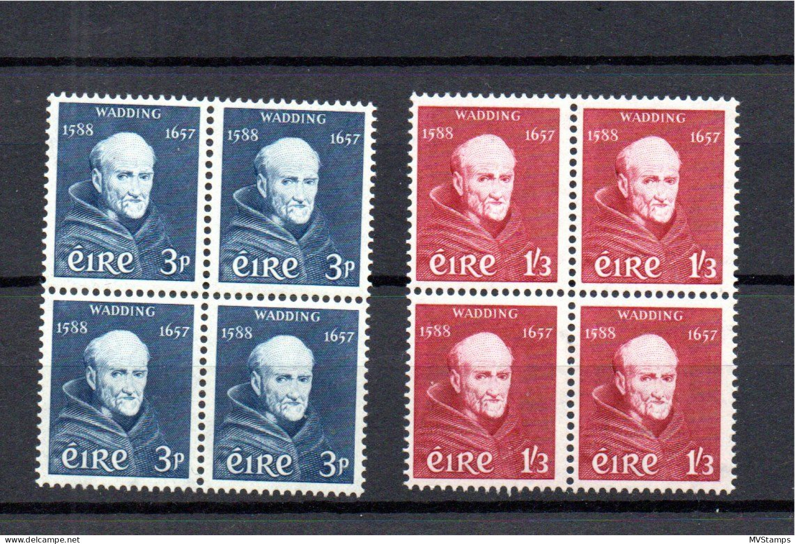 Ireland 1957 Set Lucas Wadding Stamps (Michel 134/35) In Block Of Four MNH - Nuovi