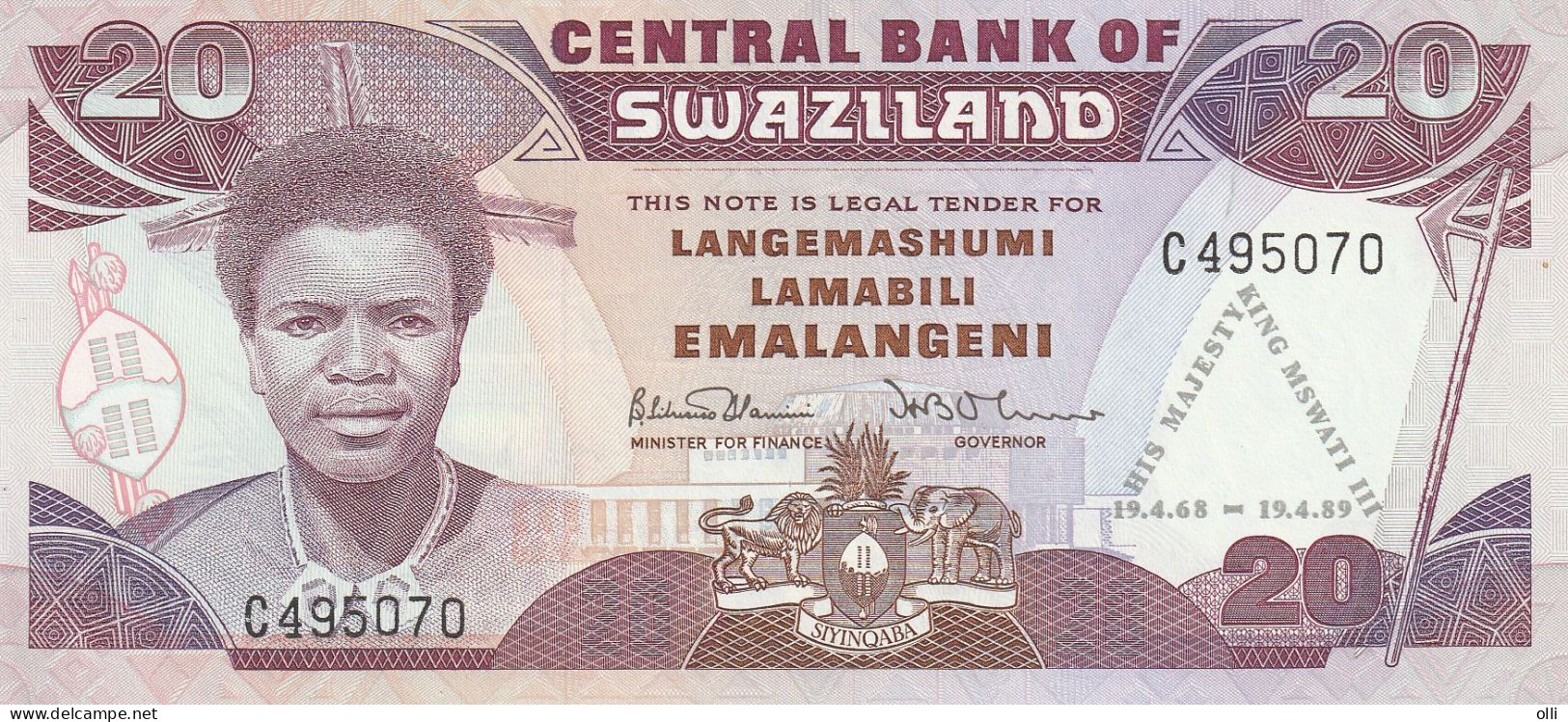 SWAZILAND   20 Emalangeni , ND/1989 , P-17  UNC  COMMEMORATIVE KING 21 BIRTHDAY - Swasiland