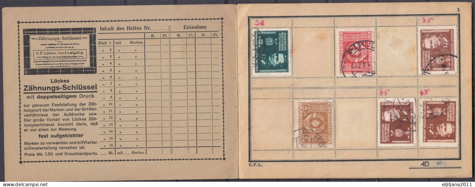 ⁕ Yugoslavia ⁕ Old Album - Booklet With Stamps (9 Blank Sheets) 14.5 X 11 Cm ⁕ 74 Used Stamps - Tito / Partisans - Scan - Collections, Lots & Series