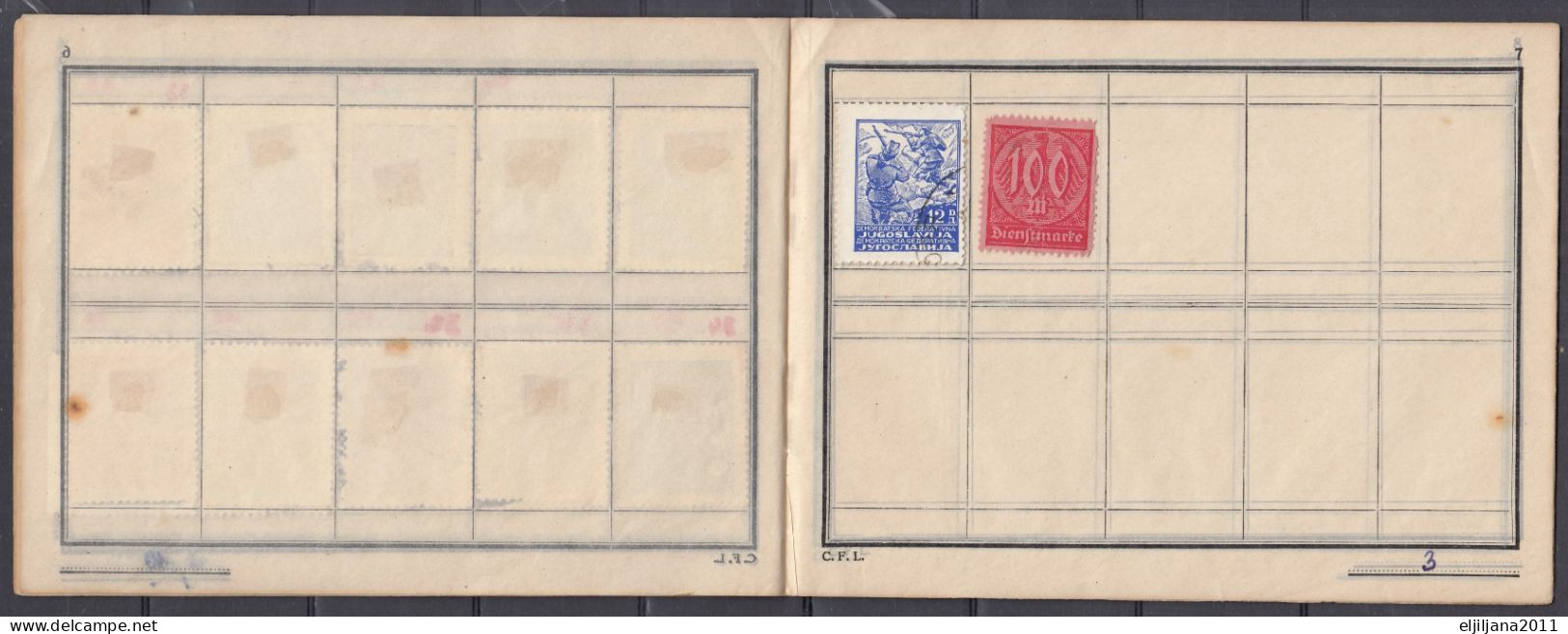 ⁕ Yugoslavia ⁕ old album - booklet with stamps (9 blank sheets) 14.5 x 11 cm ⁕ 74 used stamps - Tito / Partisans - scan