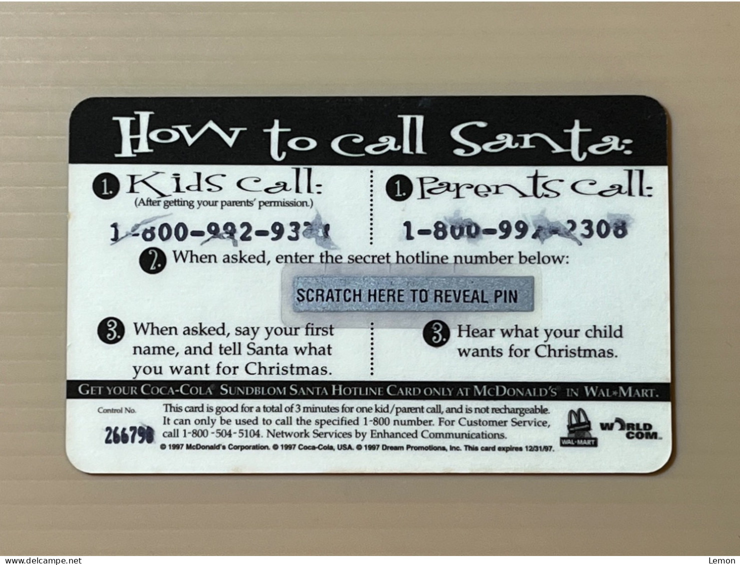 Mint USA UNITED STATES America Prepaid Telecard Phonecard, The Santa Hotline McDonald Coca Cola, Set Of 1 Mint Card - Sprint