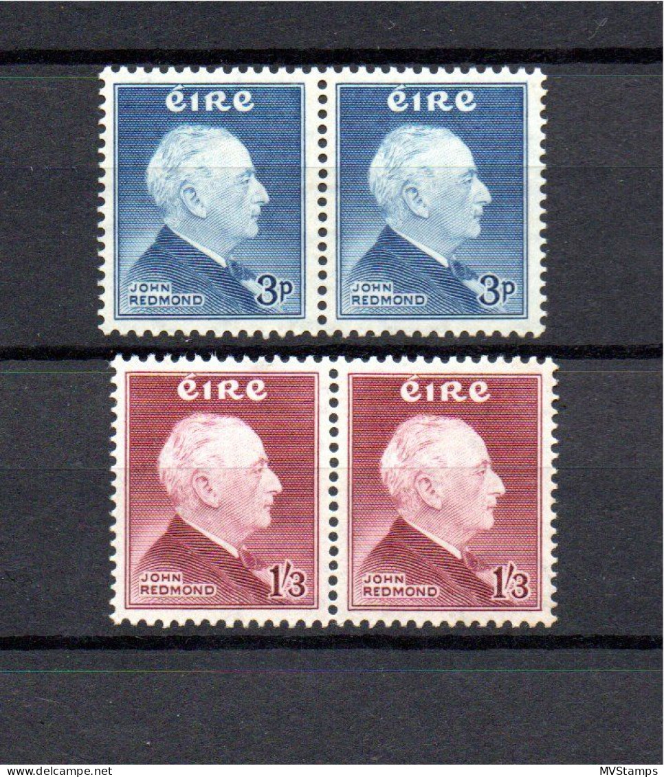 Ireland 1957 Set John E. Redmond Stamps (Michel 128/29) In Pairs MNH - Nuovi