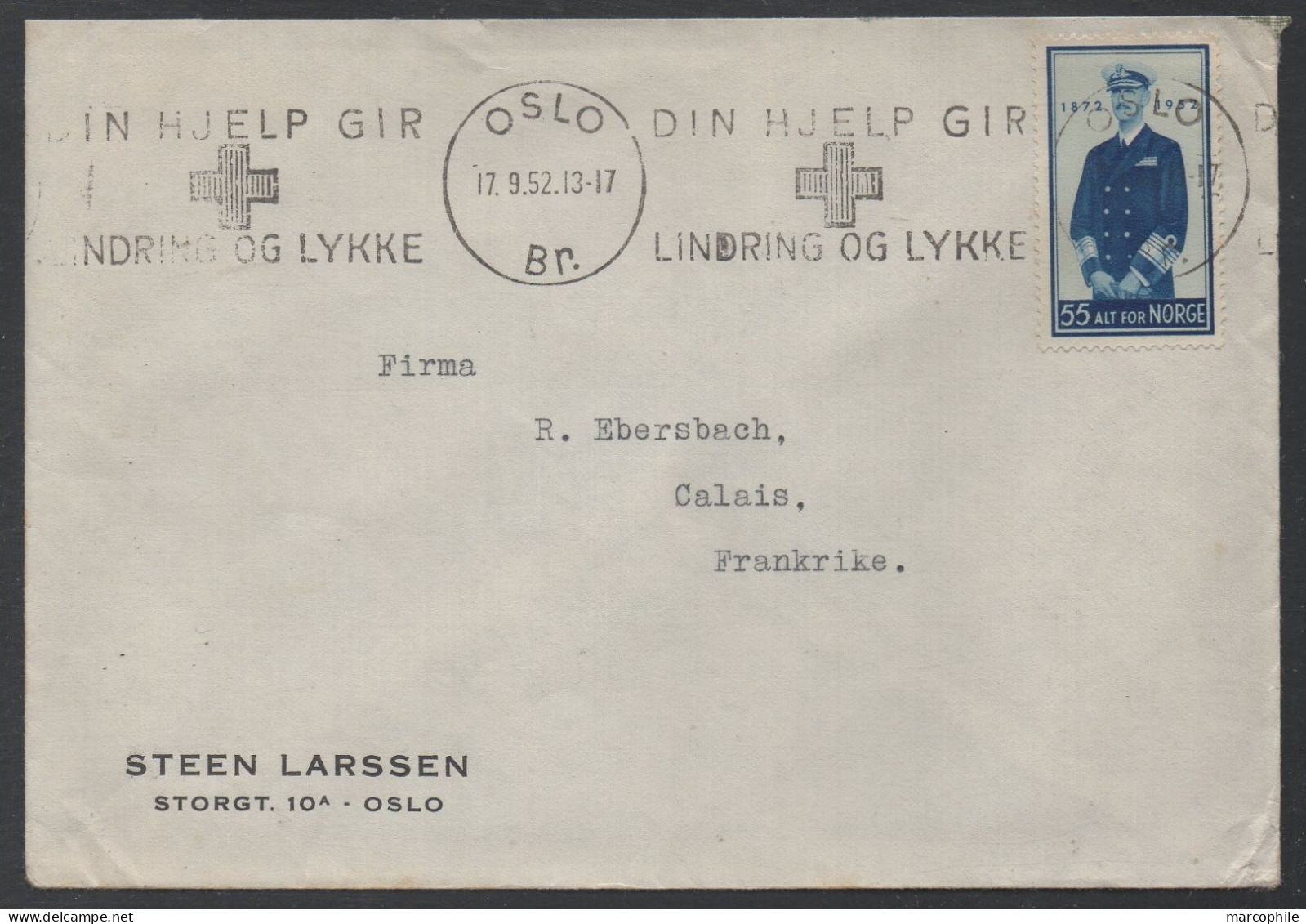 NORVEGE - NORGE - OSLO / 1952 LETTRE POUR LA FRANCE  (ref LE5091) - Brieven En Documenten