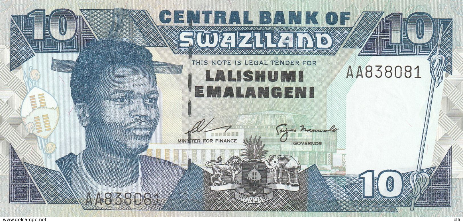 SWAZILAND   10 Emalangeni , ND/1995 , P-24a  UNC - Swasiland