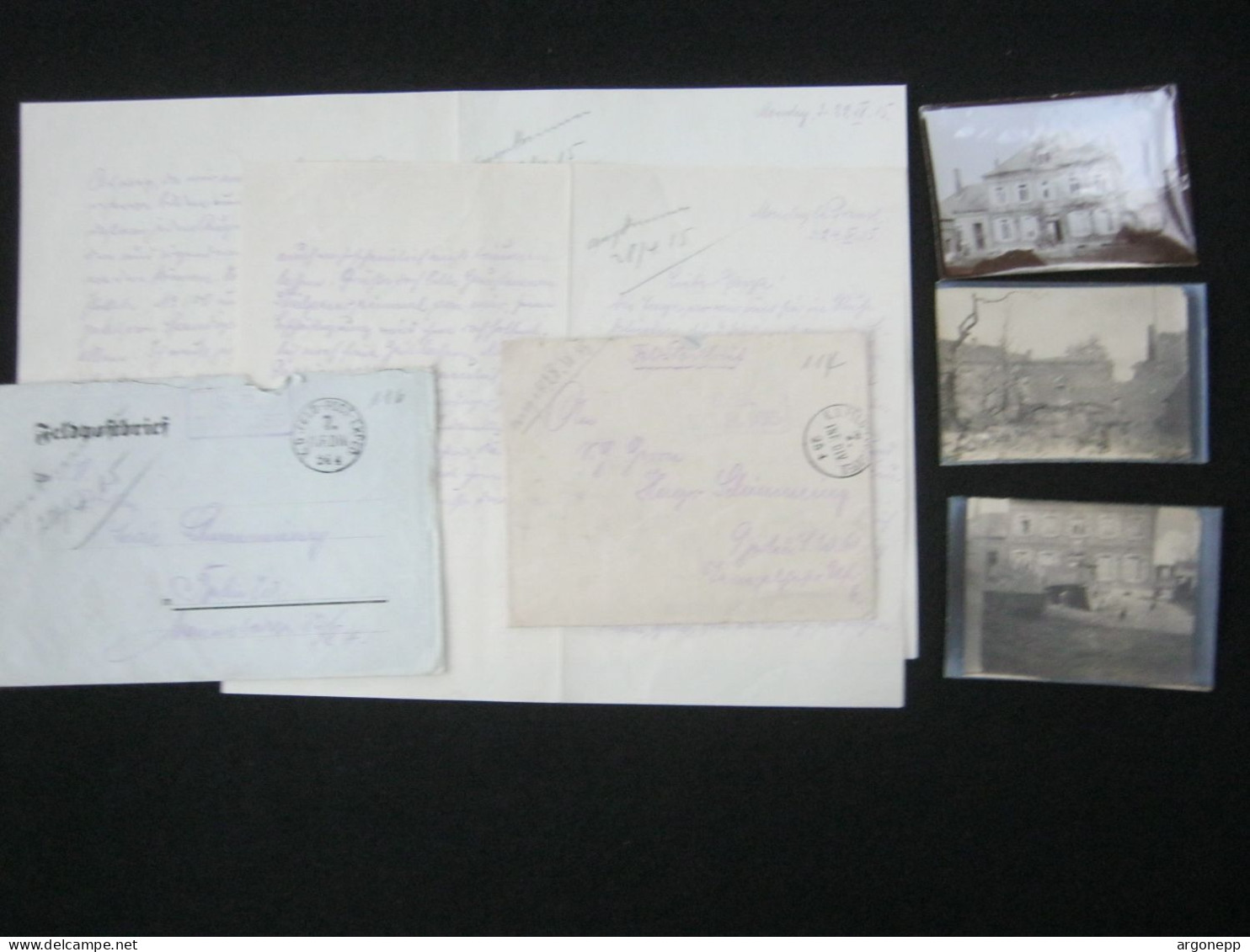 1915 , Mouchy-le-Châtel,  2  Lettre Postale  Militaire Allemagne + 3 Fotos - Esercito Tedesco