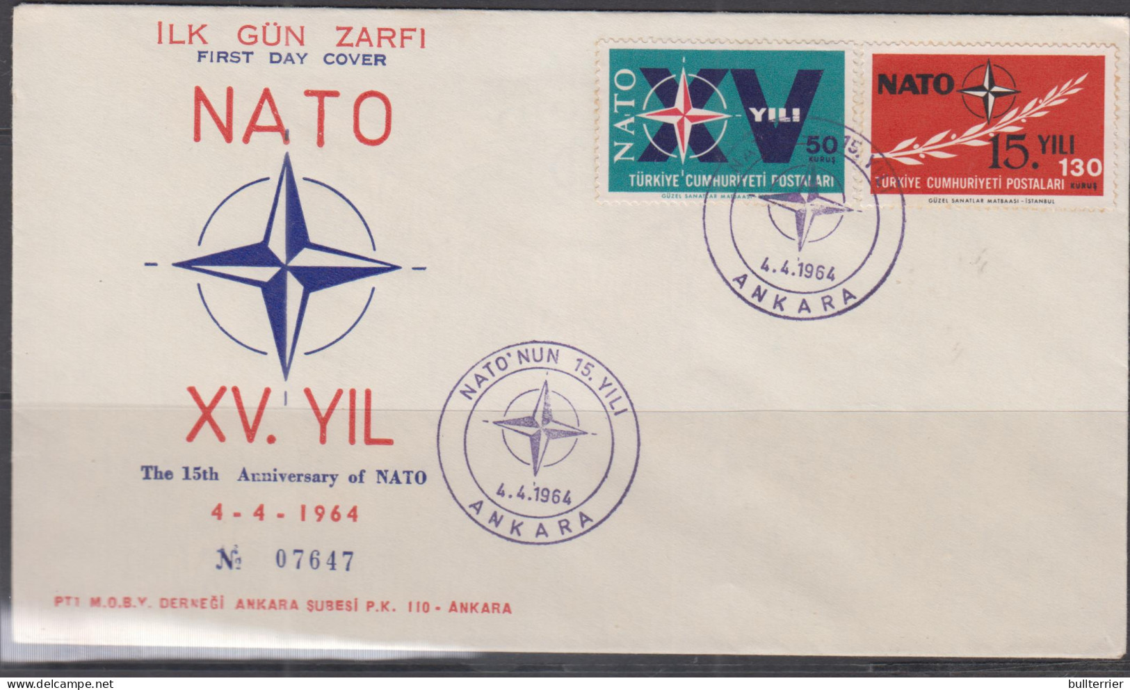 NATO -  TURKEY -  1964 - NATO SET OF 2 ON ILLUSTRATED FIRST DAY COVER - NAVO