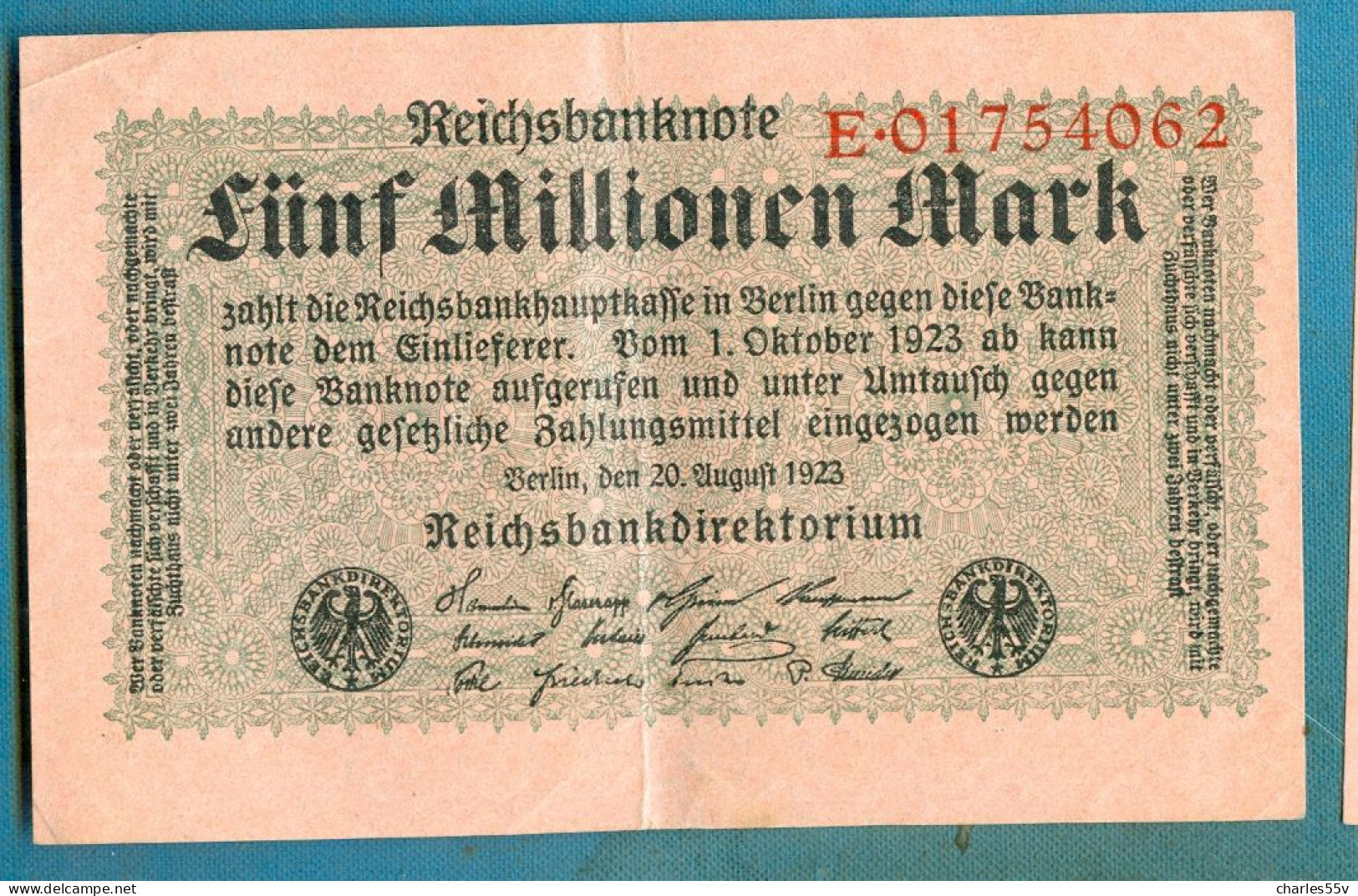 5000000 Mark 20.8.1923 Serie E - 5 Miljoen Mark
