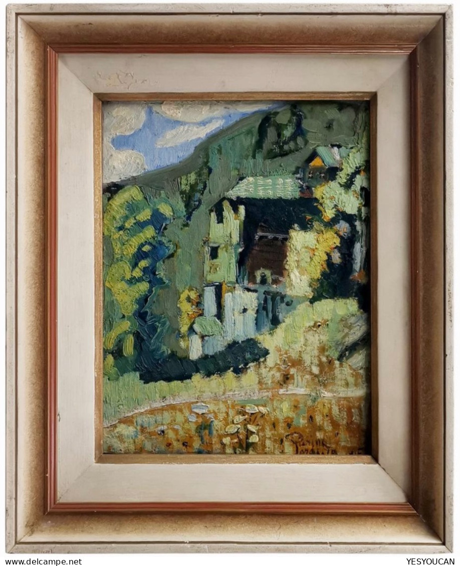 André-Julien Prina (1886Torino-1941Genève) VALAIS MAZOT-CHALET 1915 29x23 (Schweizer Kunst Italian Art Suisse Tableau - Olieverf