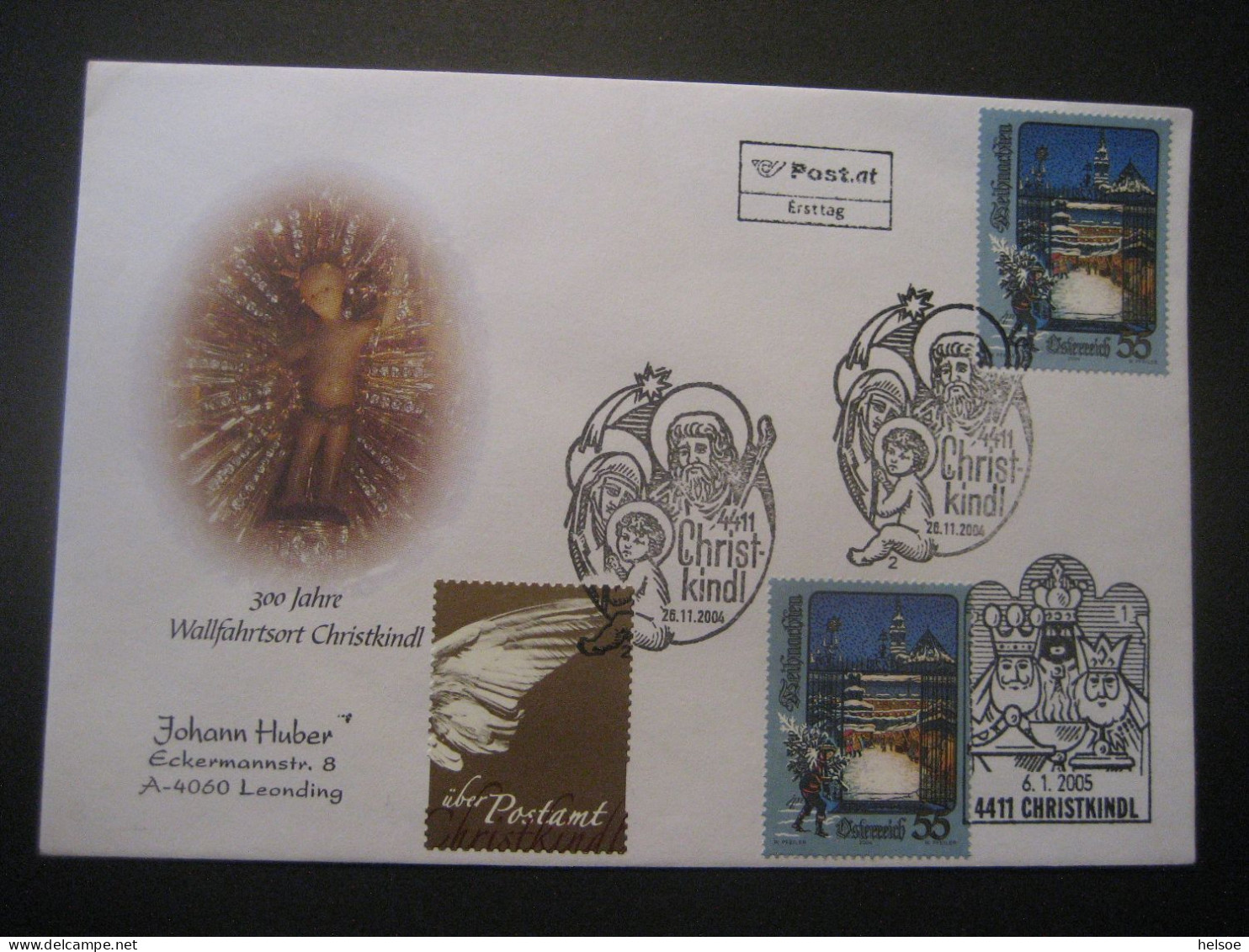 Österreich- Christkindl 26.11.2004, FDC Sonderbeleg Mit Zusatzmarke Und 6.1.2005 - Cartas & Documentos