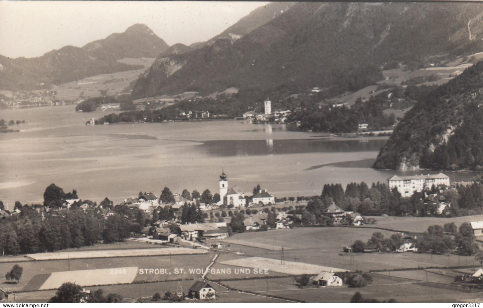 E124) ST. WOLFGANG STROBL Und See - Wolfgangsee - Häuser Felder Kirche ALT 1958 - Strobl