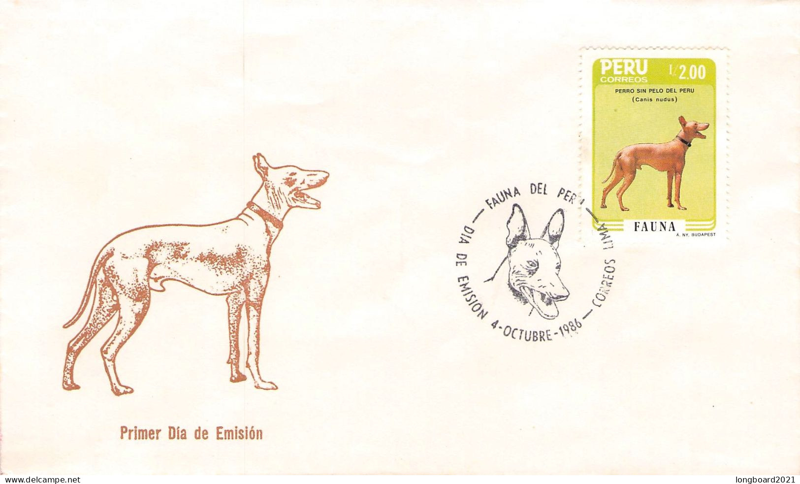 PERÚ - FDC 4-10-1986 DOG Mi #1339 / 674 - Peru