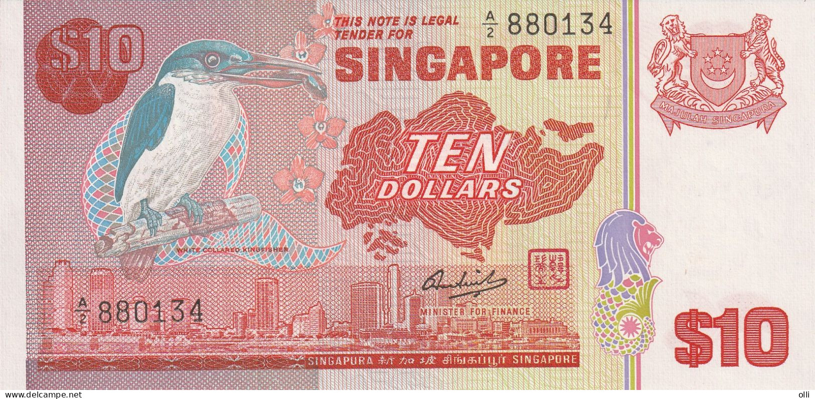 SINGAPORE   10 DOLLAR 1979  P-11a   UNC  Prefix A2 - Singapur