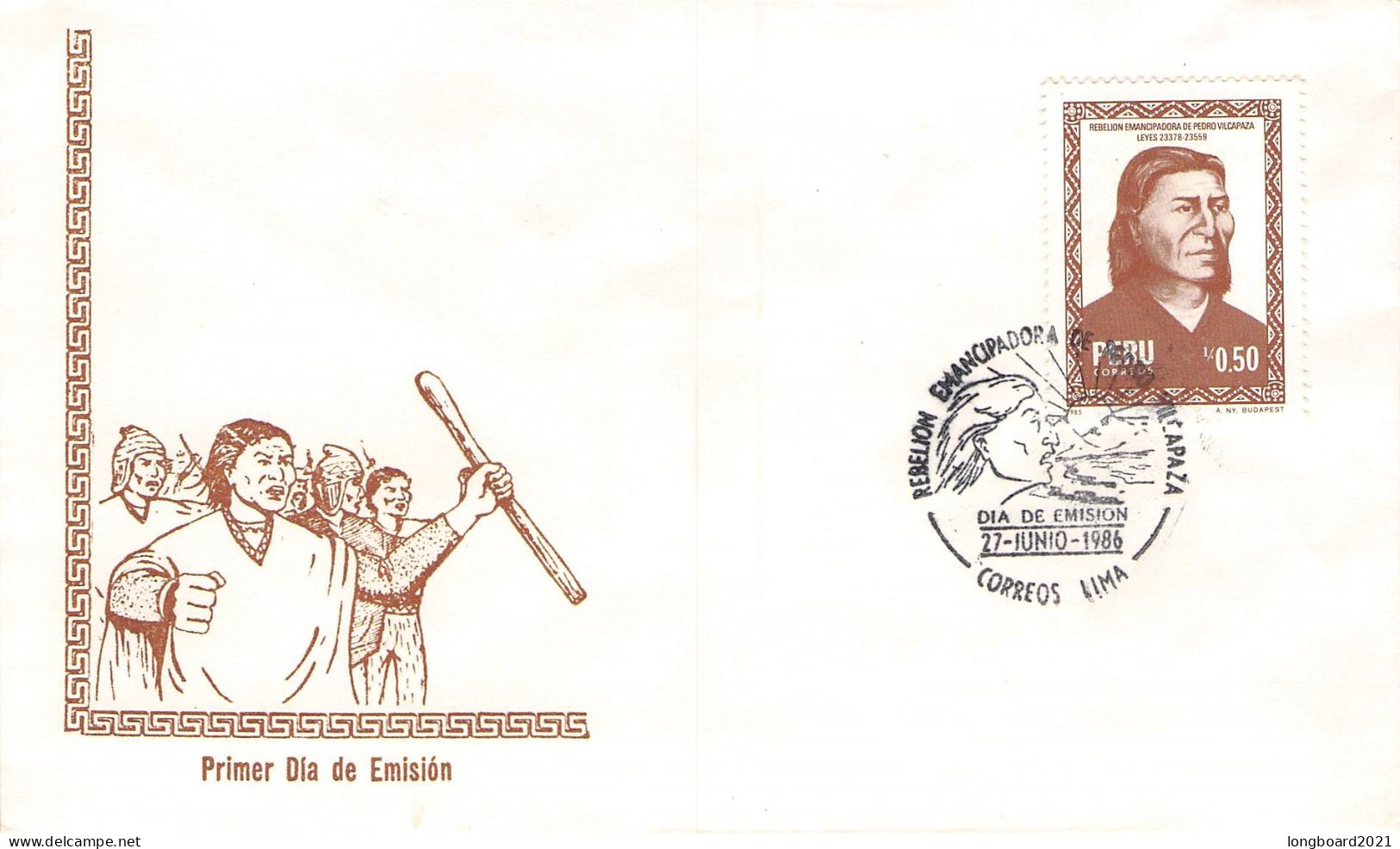 PERÚ - FDC 27-6-1986 VILCAPAZA Mi #1325 / 676 - Pérou