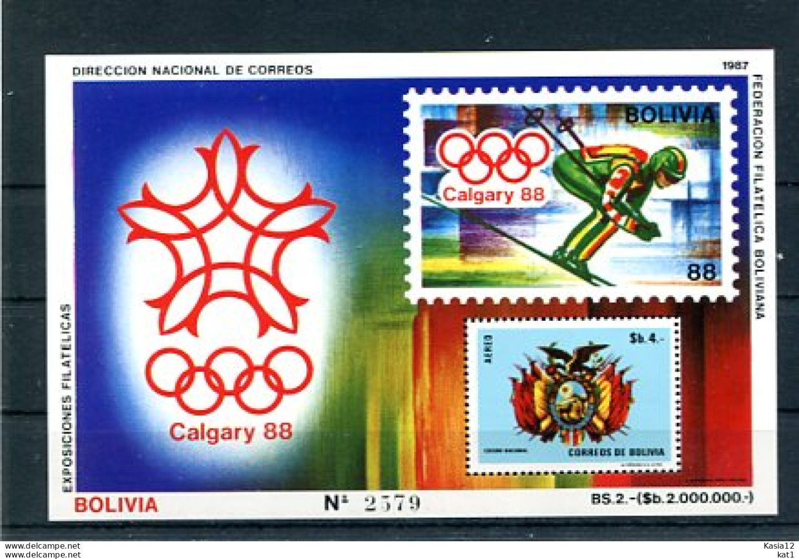 A52973)Olympia 88: Bolivien Bl 165** - Invierno 1988: Calgary