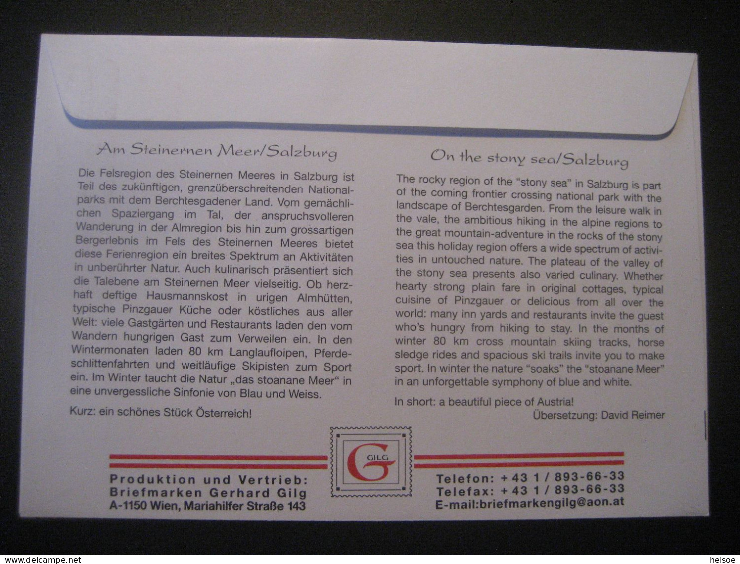 Österreich- Christkindl 1.1.2002, Sonderbeleg Am Steinernen Meer Mit Zugehöriger Marke - Lettres & Documents