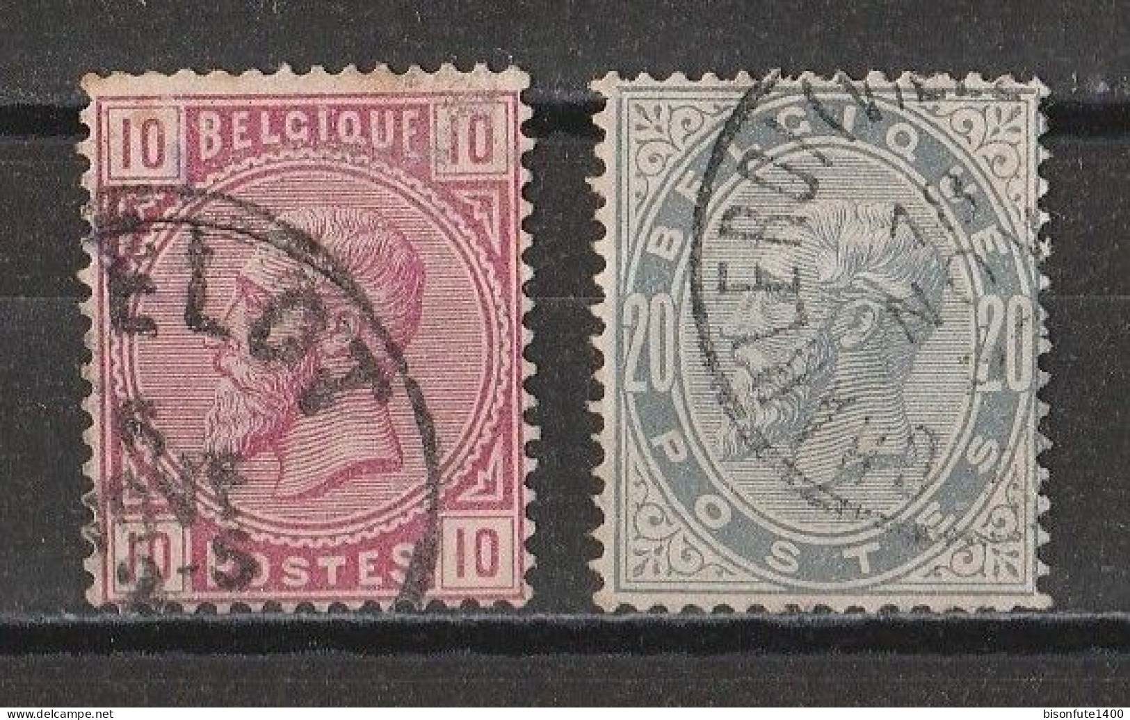 Belgique 1883 : Timbres Yvert & Tellier N° 38 Et 39 Oblitérés (*) - 1883 Leopold II