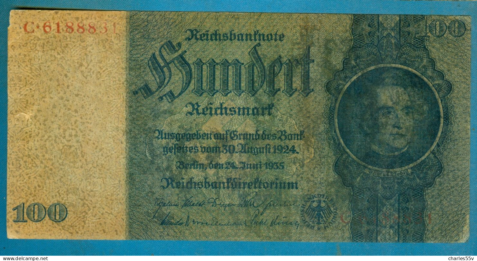 100 Mark 24.6.1935 (1945) Serie C, - Covered With Grease Or Wax - 100 Reichsmark