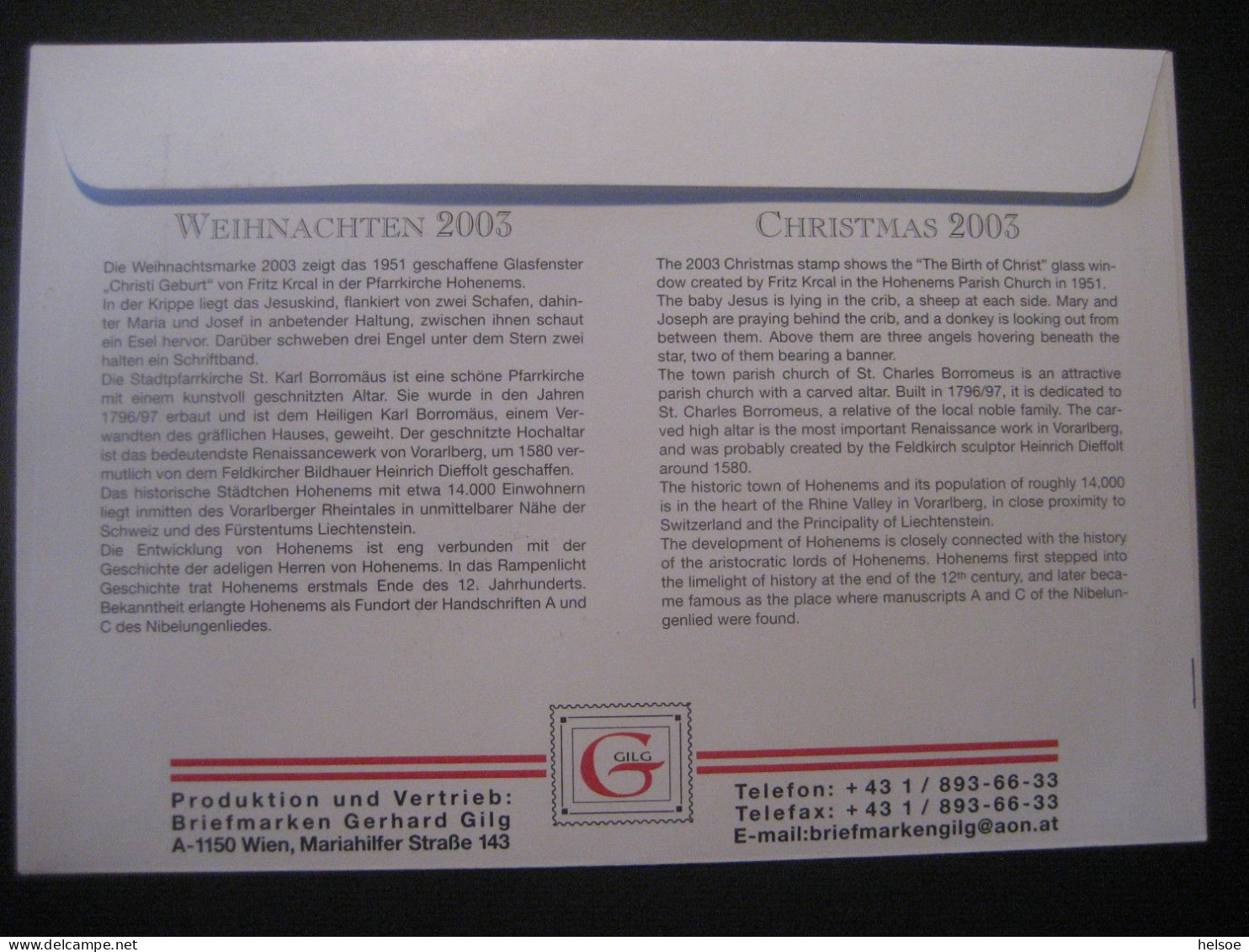 Österreich- Christkindl 26.11.2003, FDC Sonderbeleg Mit Leitzettel Linz - Briefe U. Dokumente