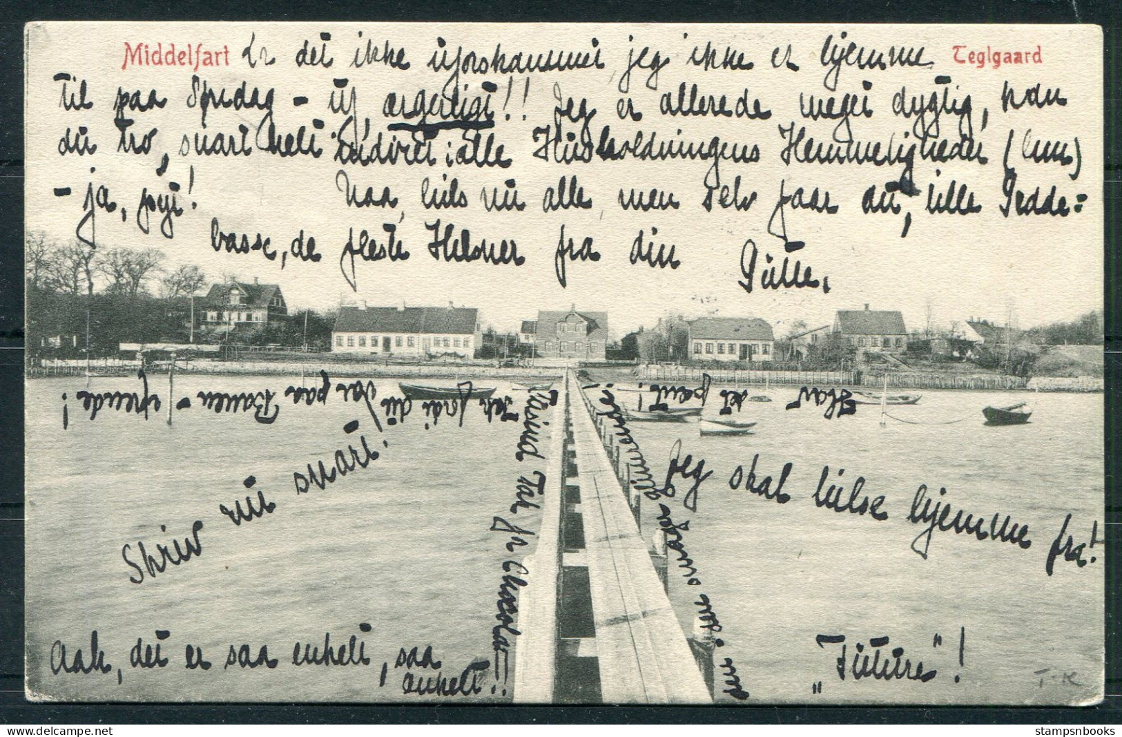 1906 Denmark Middelfahrt Postcard - Copemhagen. Kauslunde STJ Stjernestempel, Nyborg/Vamdrup Sidestamp - Lettres & Documents